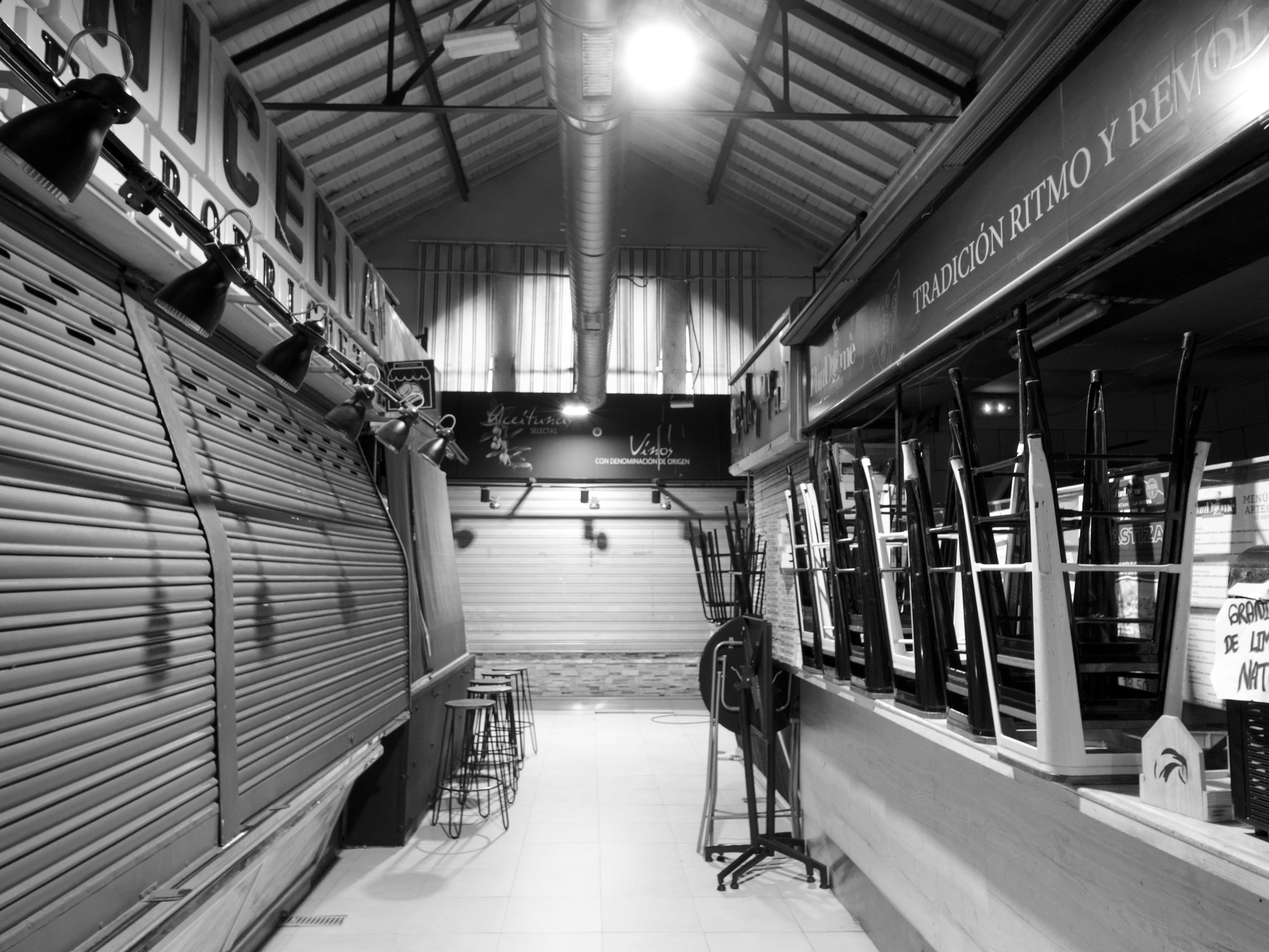 a black and white photo of a store
