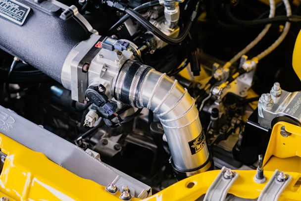 a close up of the engine of a motorcycle