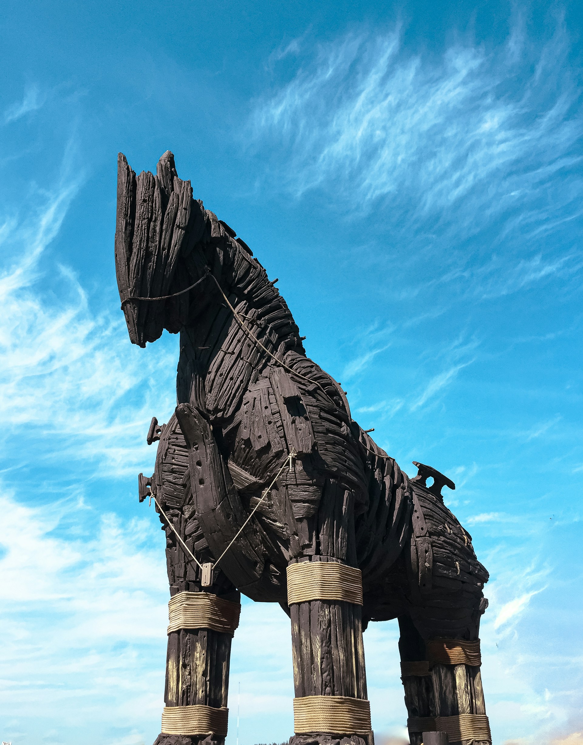 a statue of a horse made out of wood