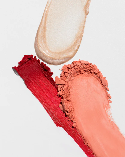 a close up of a lipstick swatch with a white background