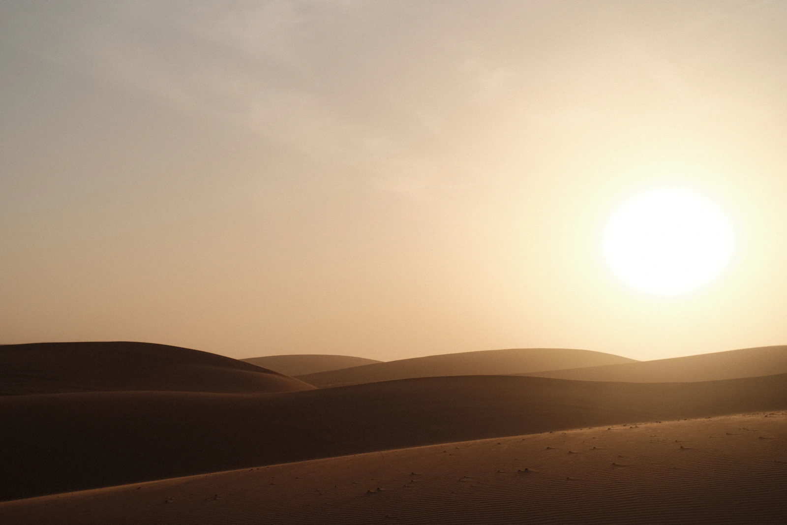Sunset light over the Merzouga dunes in Morocco