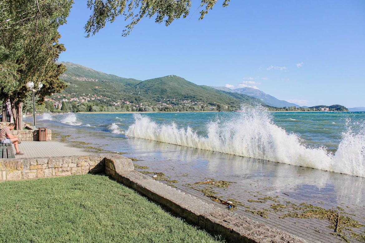 Cobblestone streets and views of Lake Ohrid