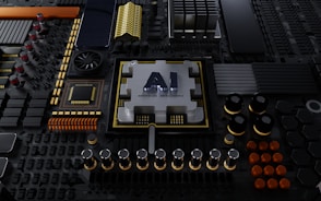 a close up of a computer motherboard with many components