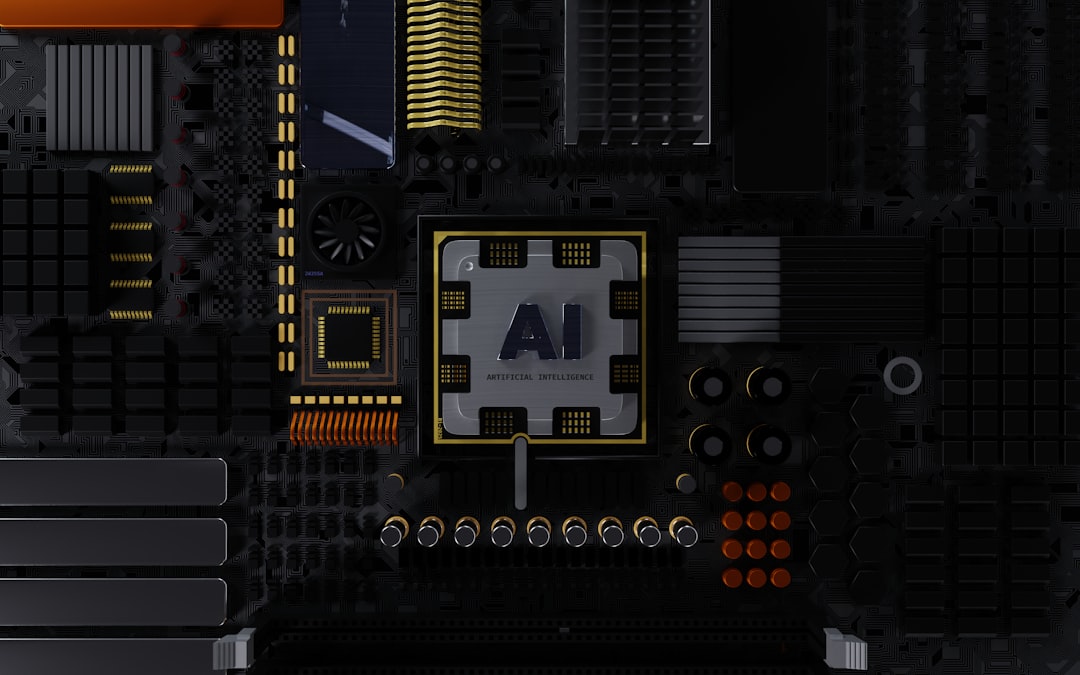 a close up of a computer motherboard with many components, chip, chipset, AI, artificial intelligence, microchip, technology, innovation, electronics, computer hardware, circuit board, integrated circuit, AI chip, machine learning, neural network, robotics, automation, computing, futuristic, tech, gadget, device, component, semiconductor, electronics component, digital, futuristic tech, AI technology, intelligent system, motherboard, computer, intel, AMD, Ryzen, Core, Apple M1, Apple M2, CPU, processor, computing platform, hardware component, tech innovation, IA, inteligencia artificial, microchip, tecnología, innovación, electrónica