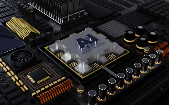 a close up of a computer processor with many components