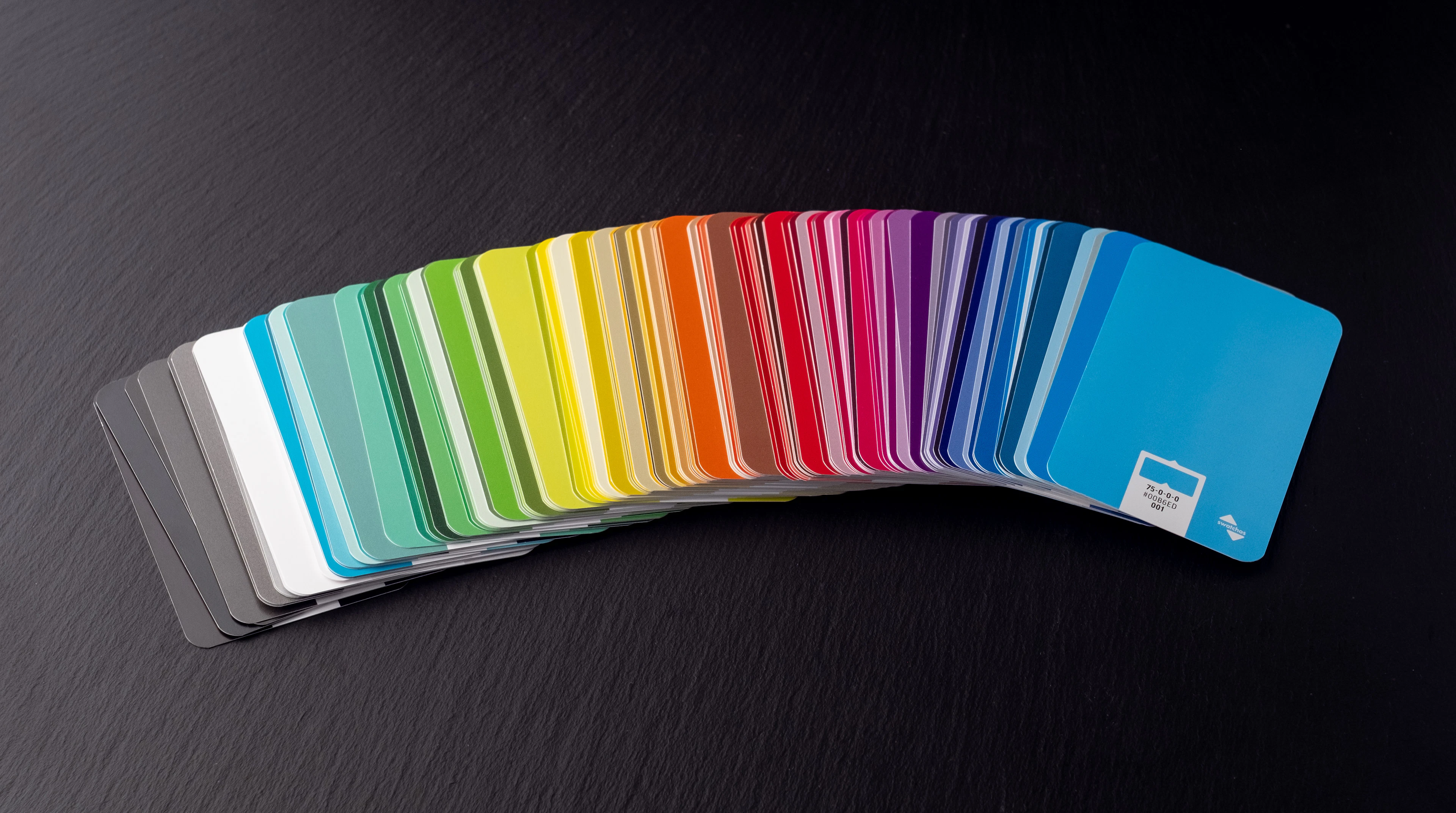 Stack of colour swatch cards