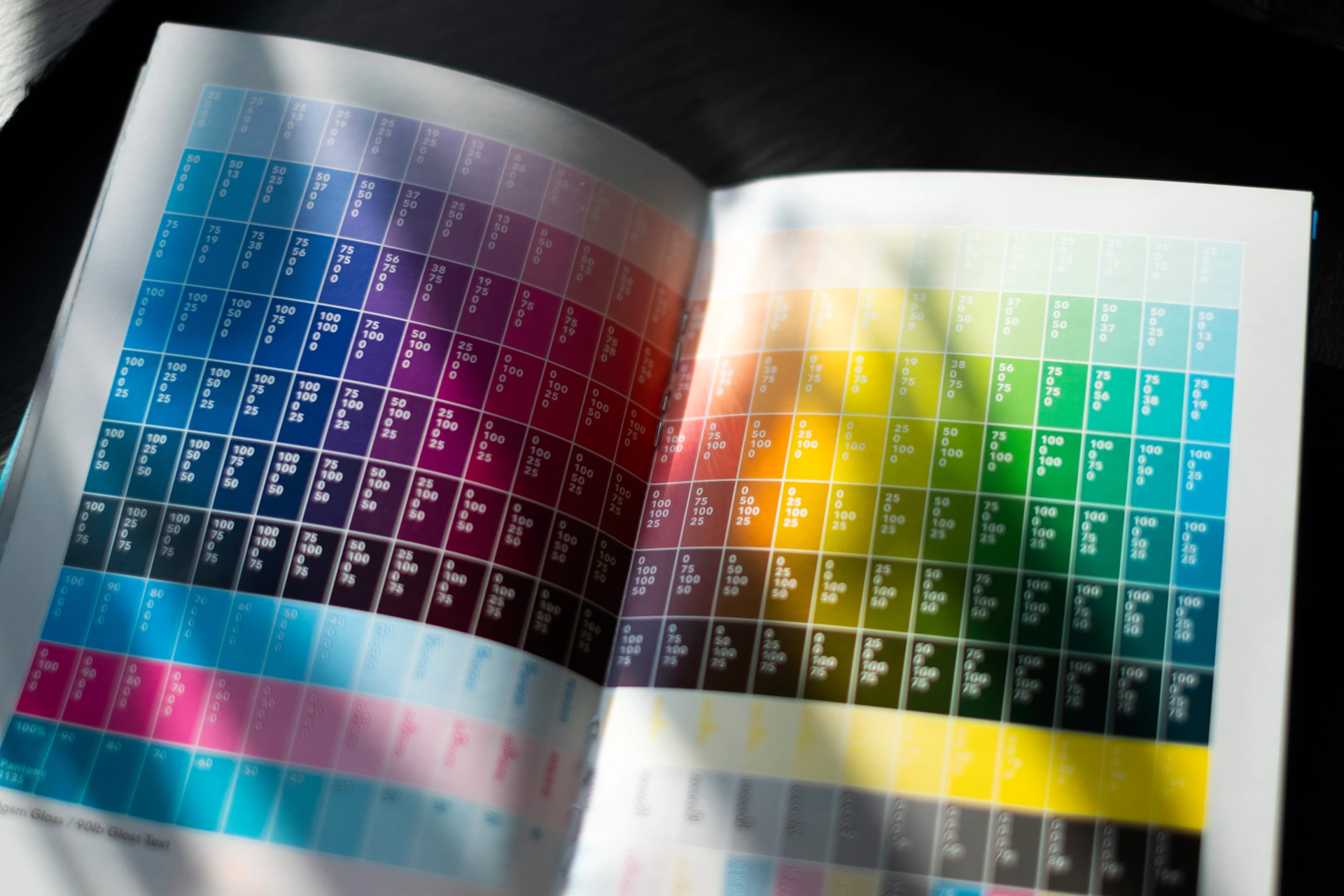 a close up of a book with a color code