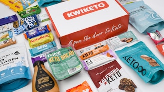 a variety of snacks are laid out on a table