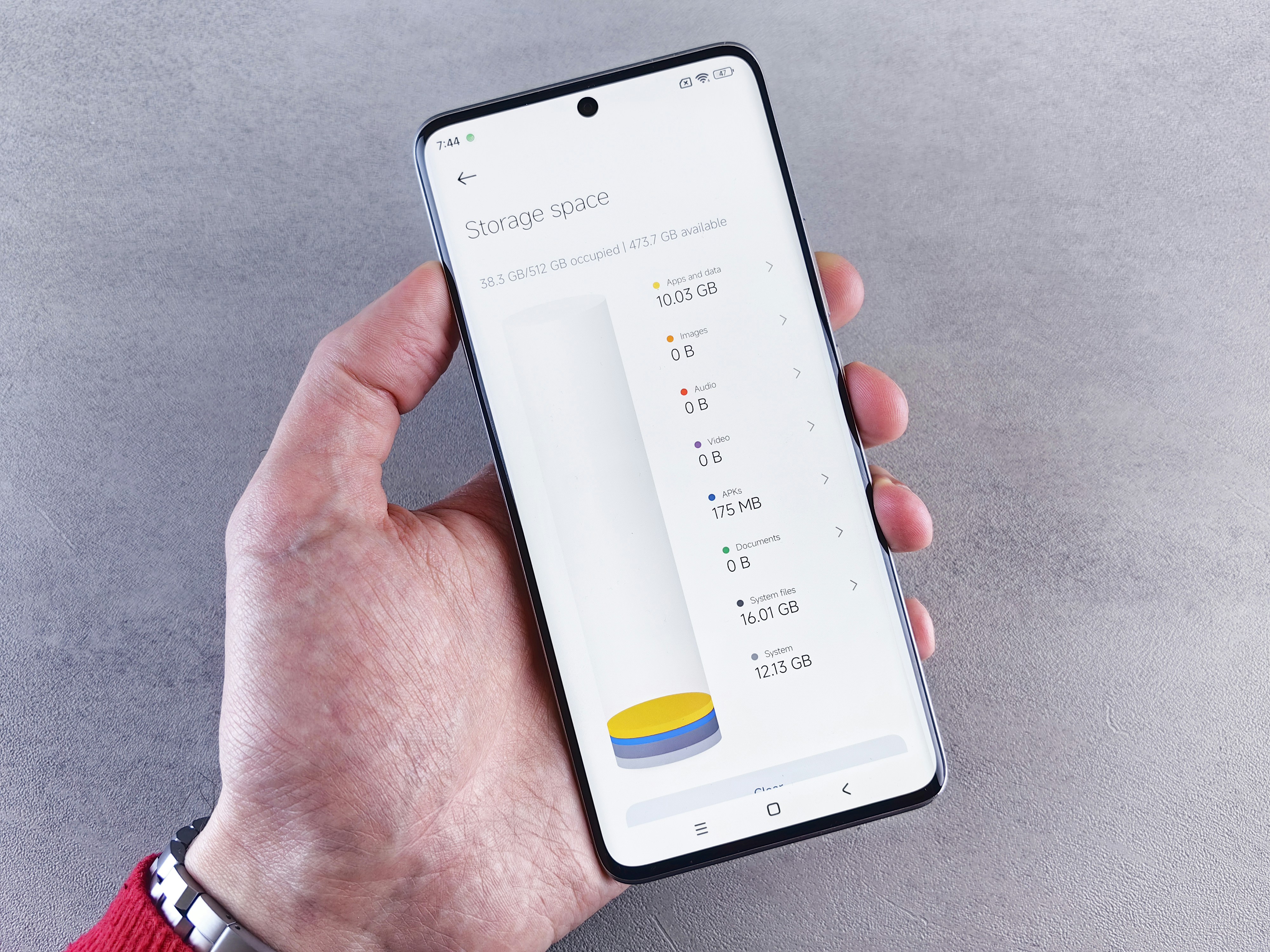 Person holding cell phone