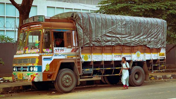Goods truck with driver