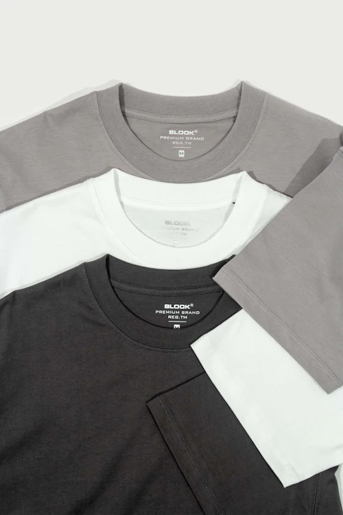 Three blank T-shirts side by side