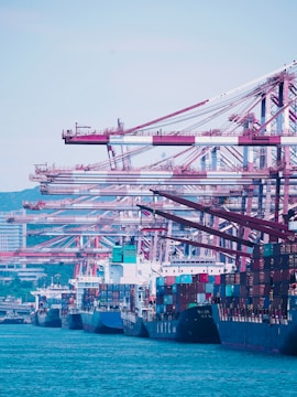 a group of boats that are sitting in the water
