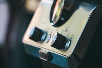 a close up of a machine with a magnifying glass