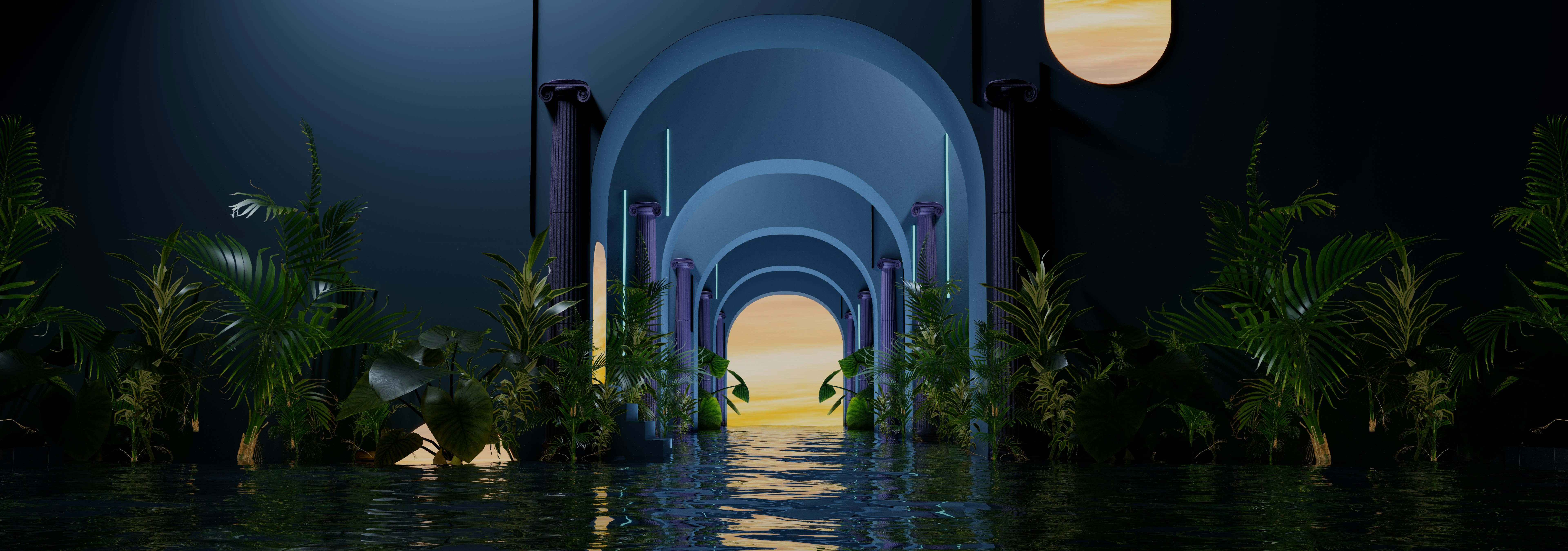 a hallway with a light at the end of the tunnel