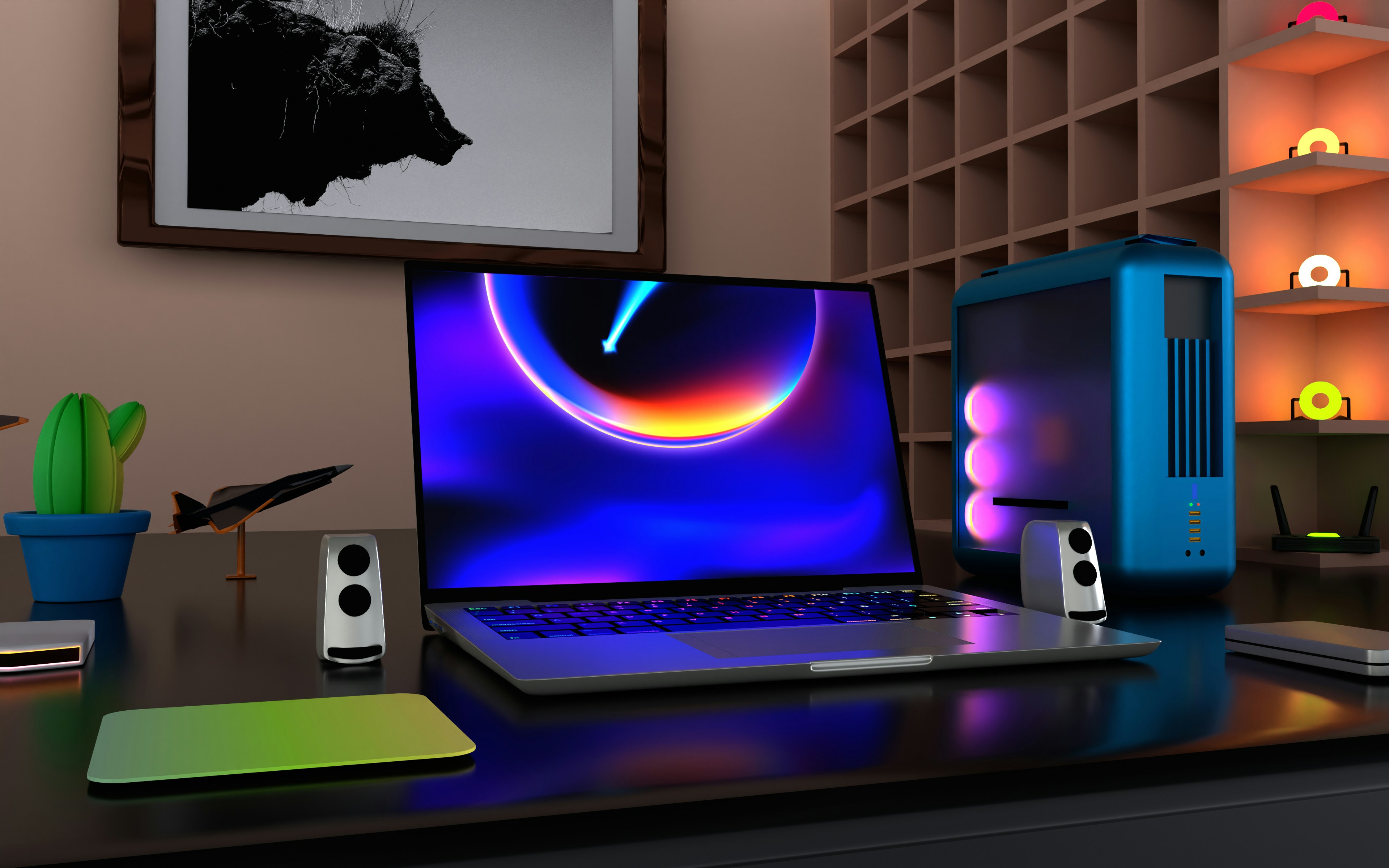 A laptop computer sitting on top of a desk photo – Free Table Image on ...