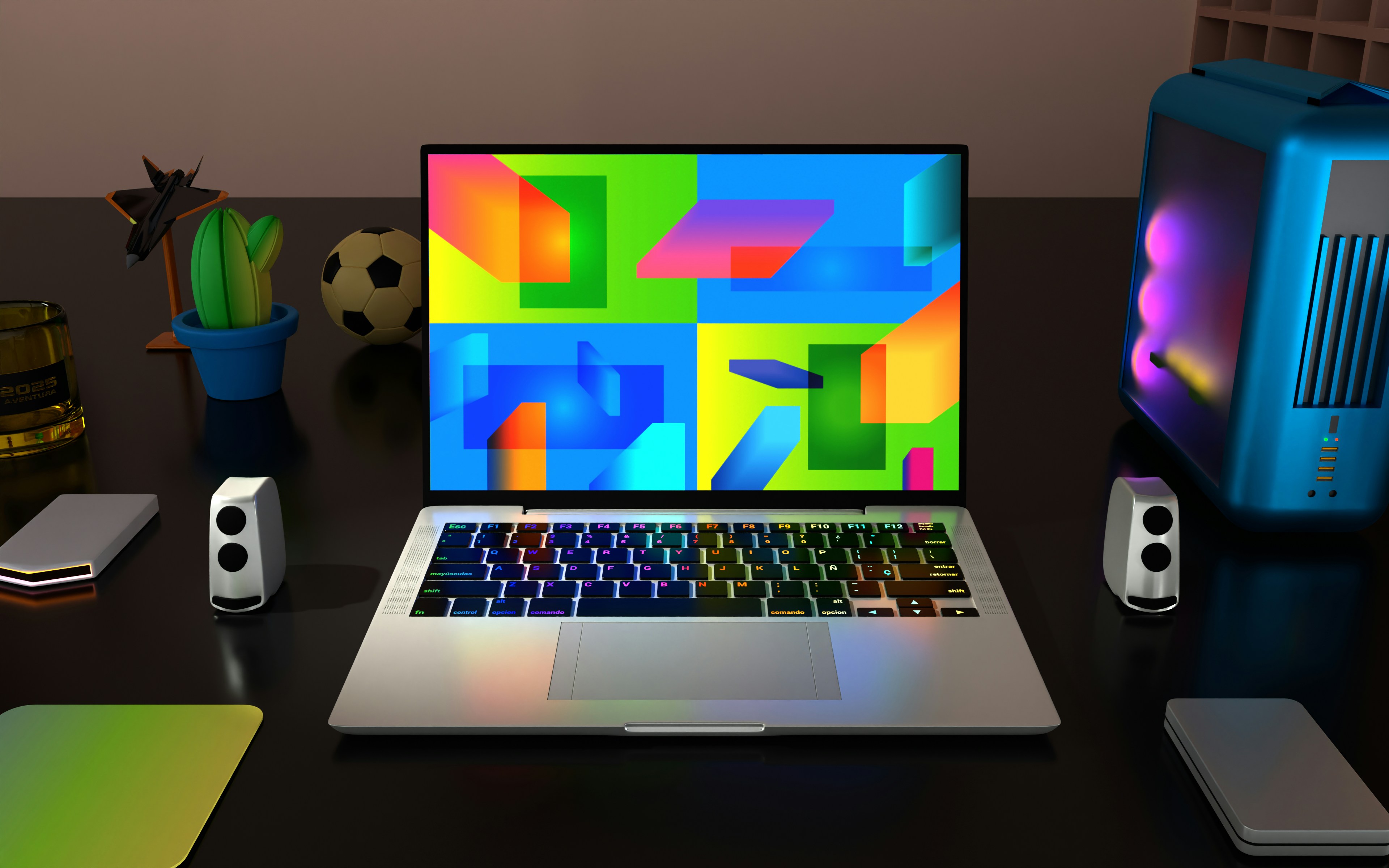 komputer laptop yang duduk di atas meja