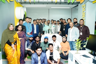 a group of people posing for a picture
