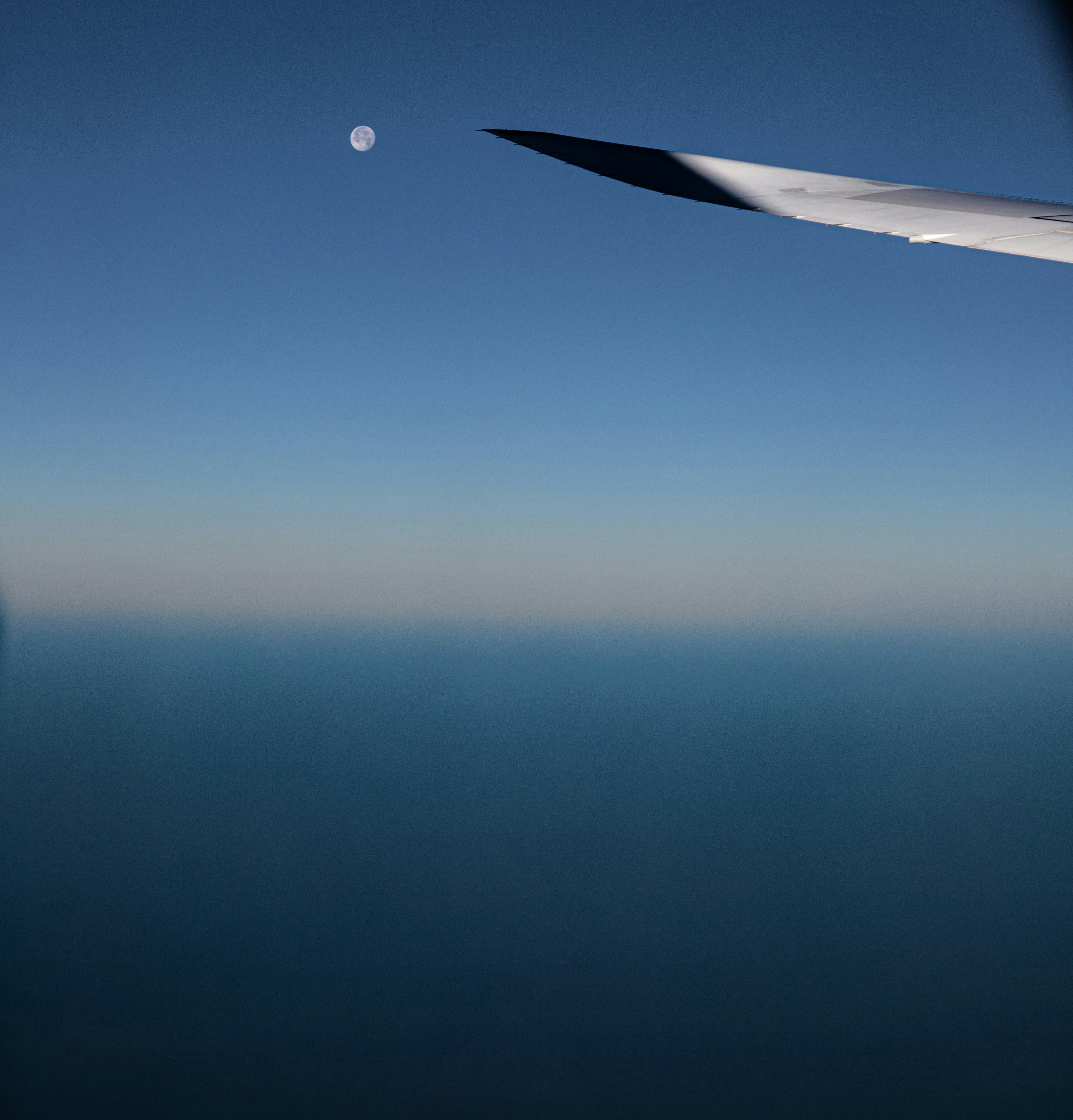 the wing of an airplane flying over the ocean