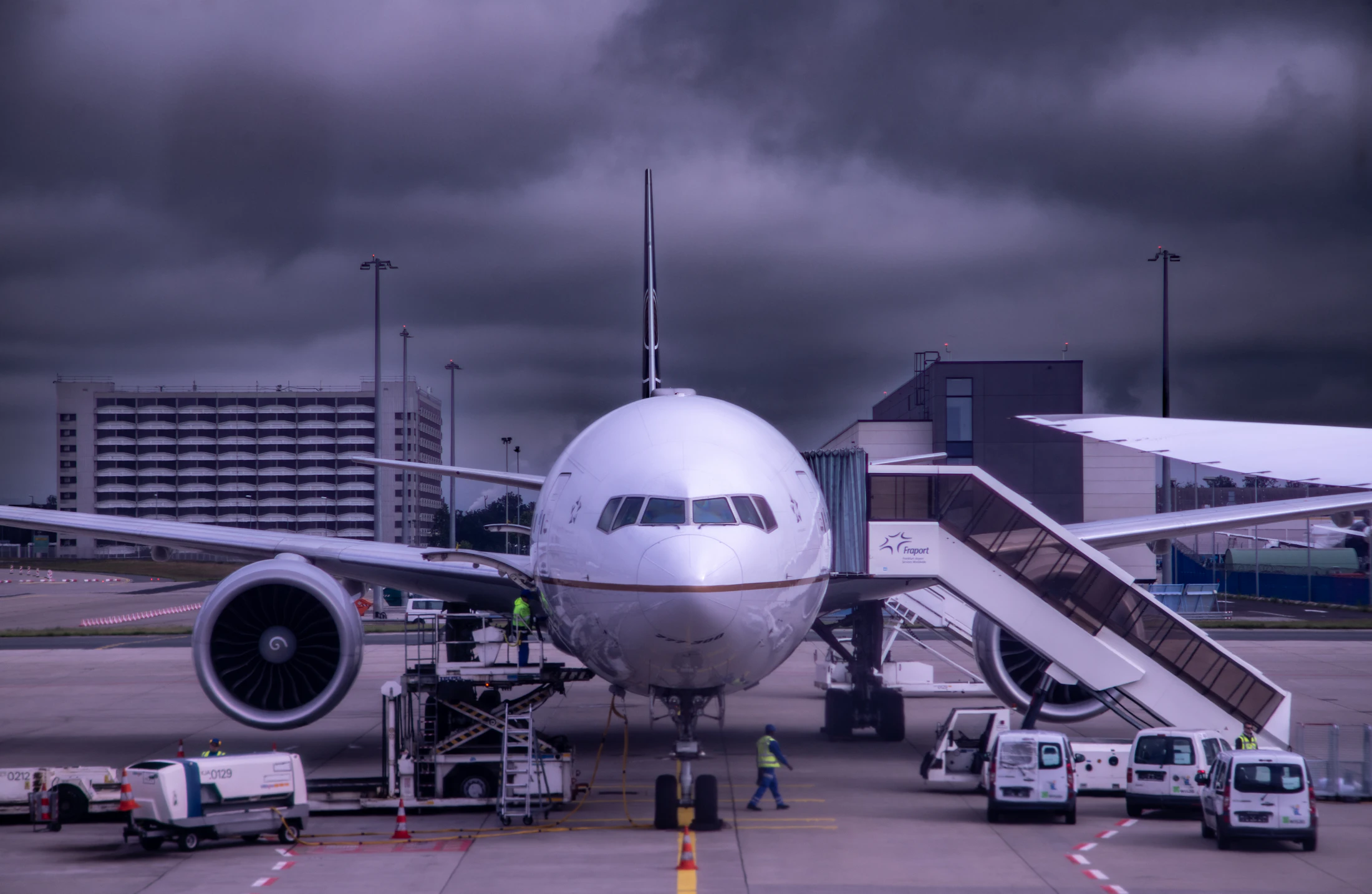 Passenger aircraft standing on an airport apron