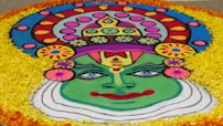 a decorated cake with a face on it