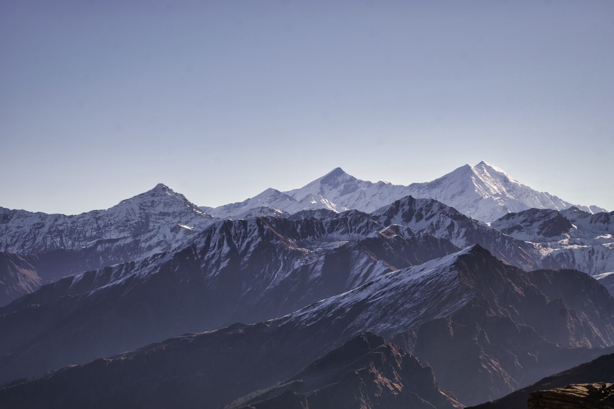 Trekkers on a Himalayan mountain trail