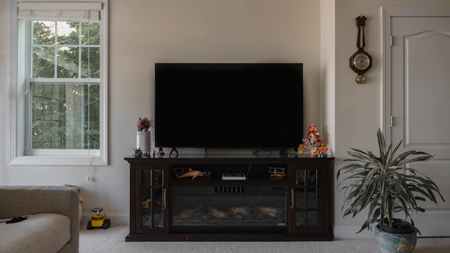 TV on entertainment center ready for repair