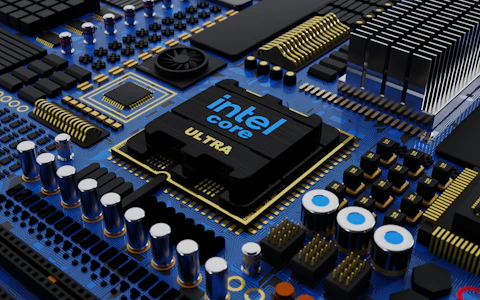 a close up of a computer motherboard with intel chips