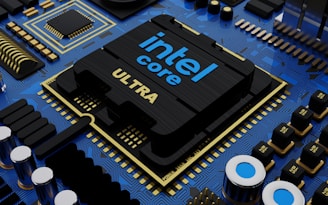a close up of a computer chip with the word intel core on it