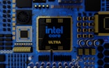 a close up of a computer chip with the intel core logo on it