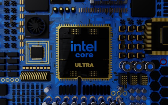 a close up of a computer chip with the intel core logo on it