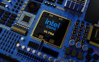 a close up of the intel core logo on a computer motherboard