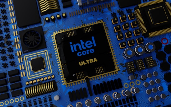 a close up of a computer chip with the intel core logo on it