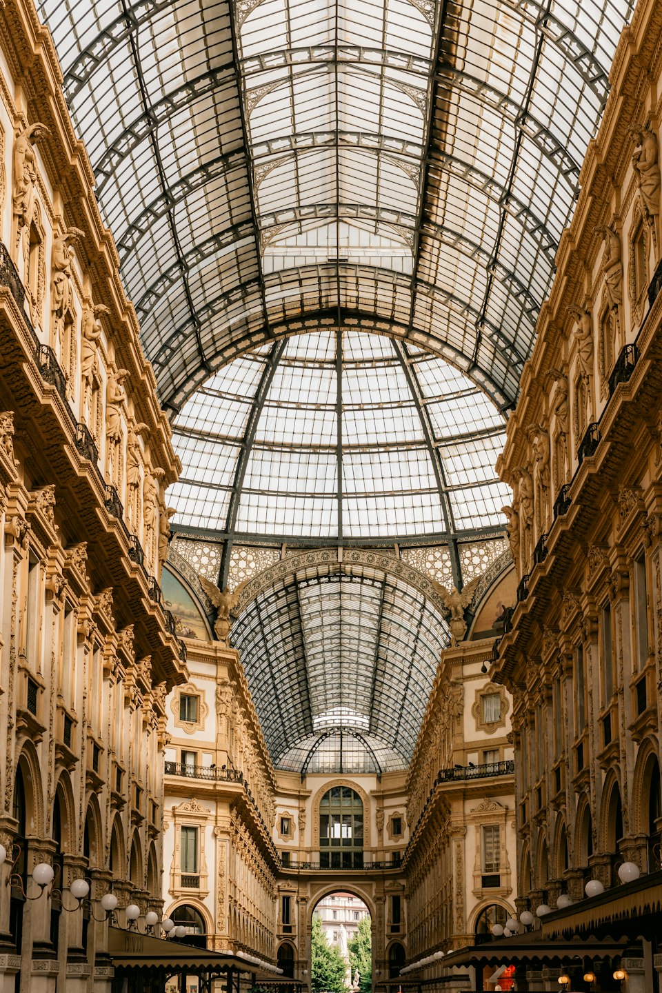 The glass-domed arcade interior of the Galleria Vittorio Emanuele II