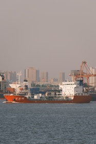 a large cargo ship in a large body of water