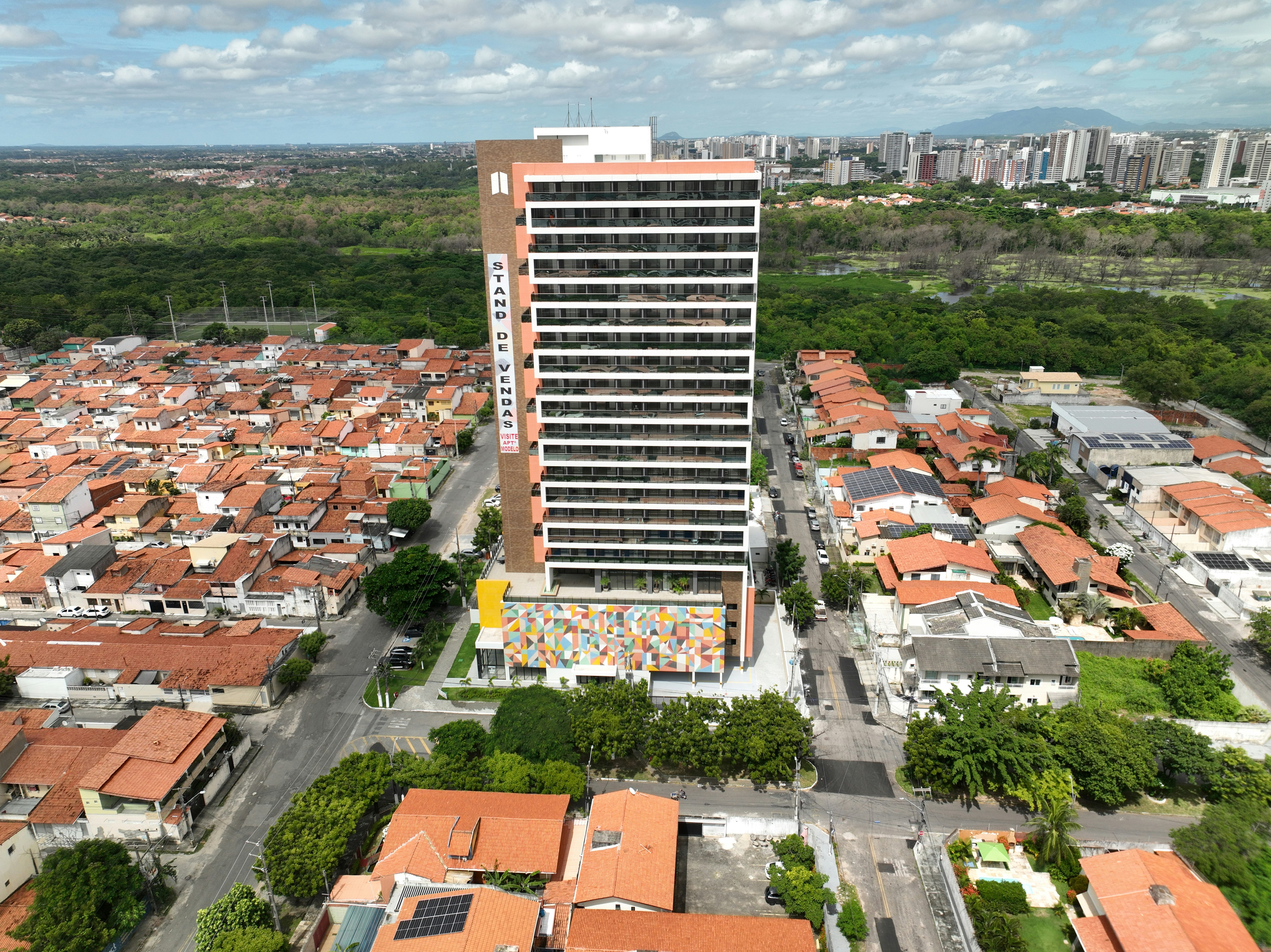 an aerial view of a city with lots of buildings