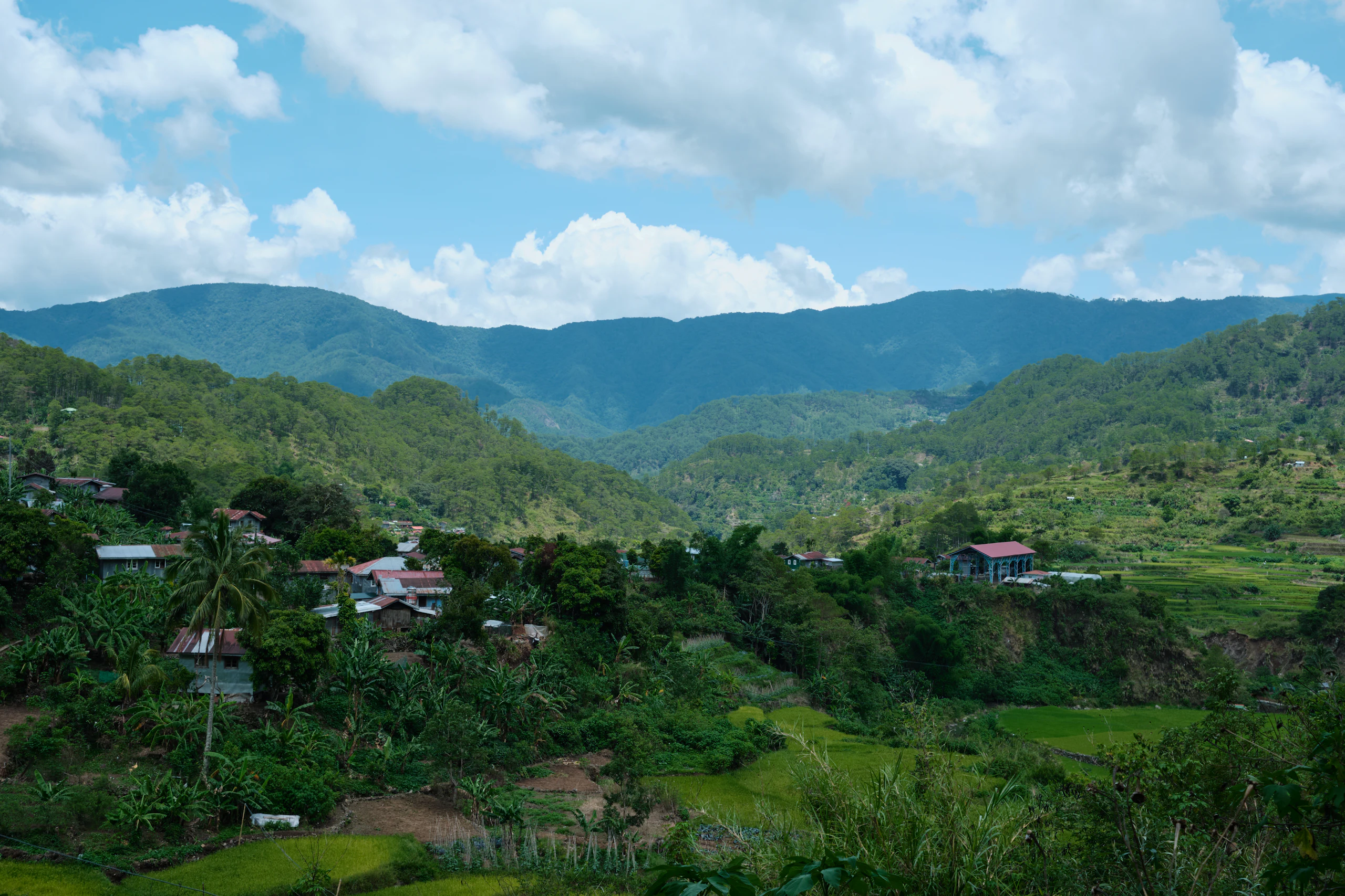 Green mountain valley and village, Sagada, Mountain Province