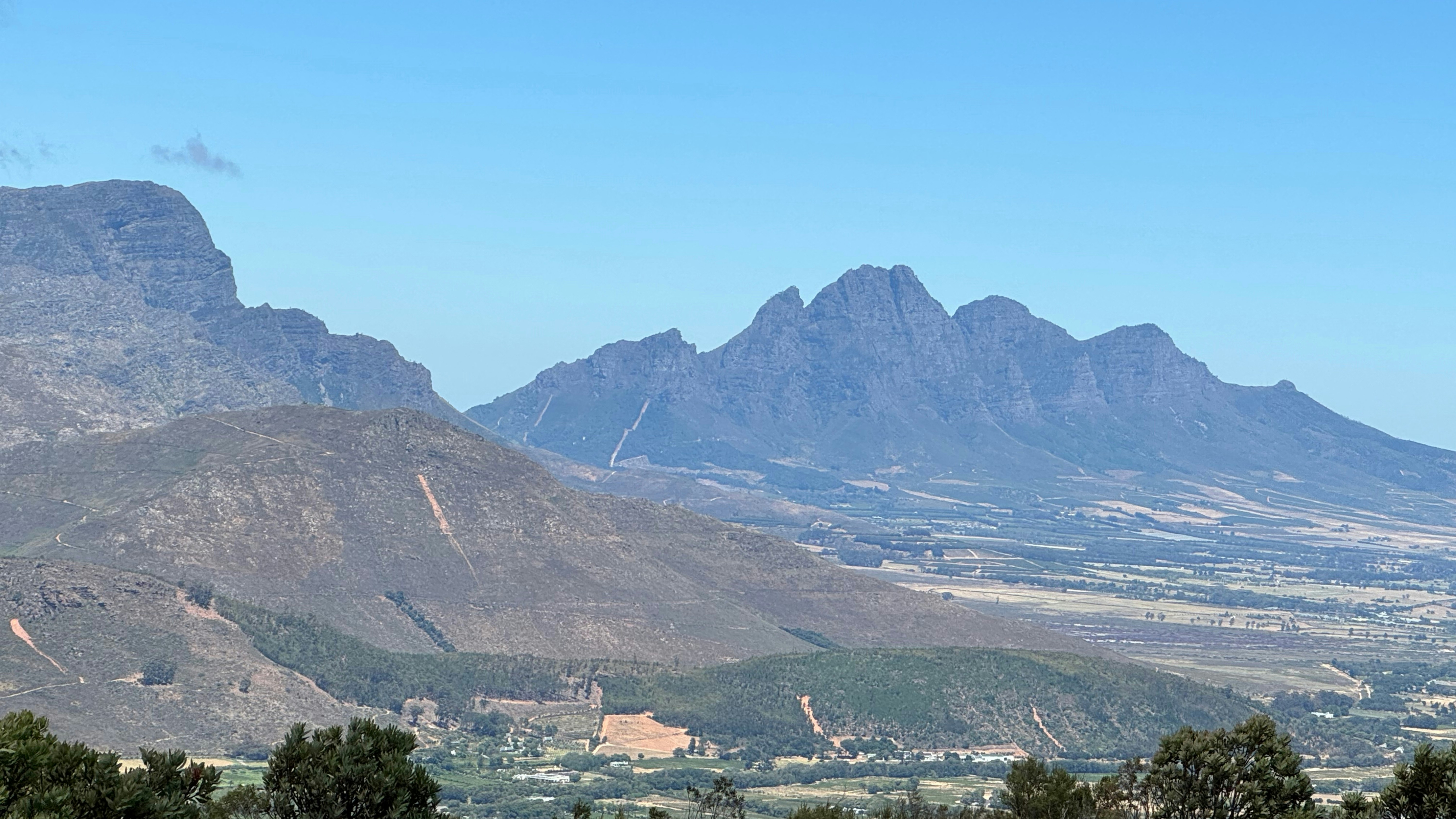 View of Franschhoek, a town in Western Cape