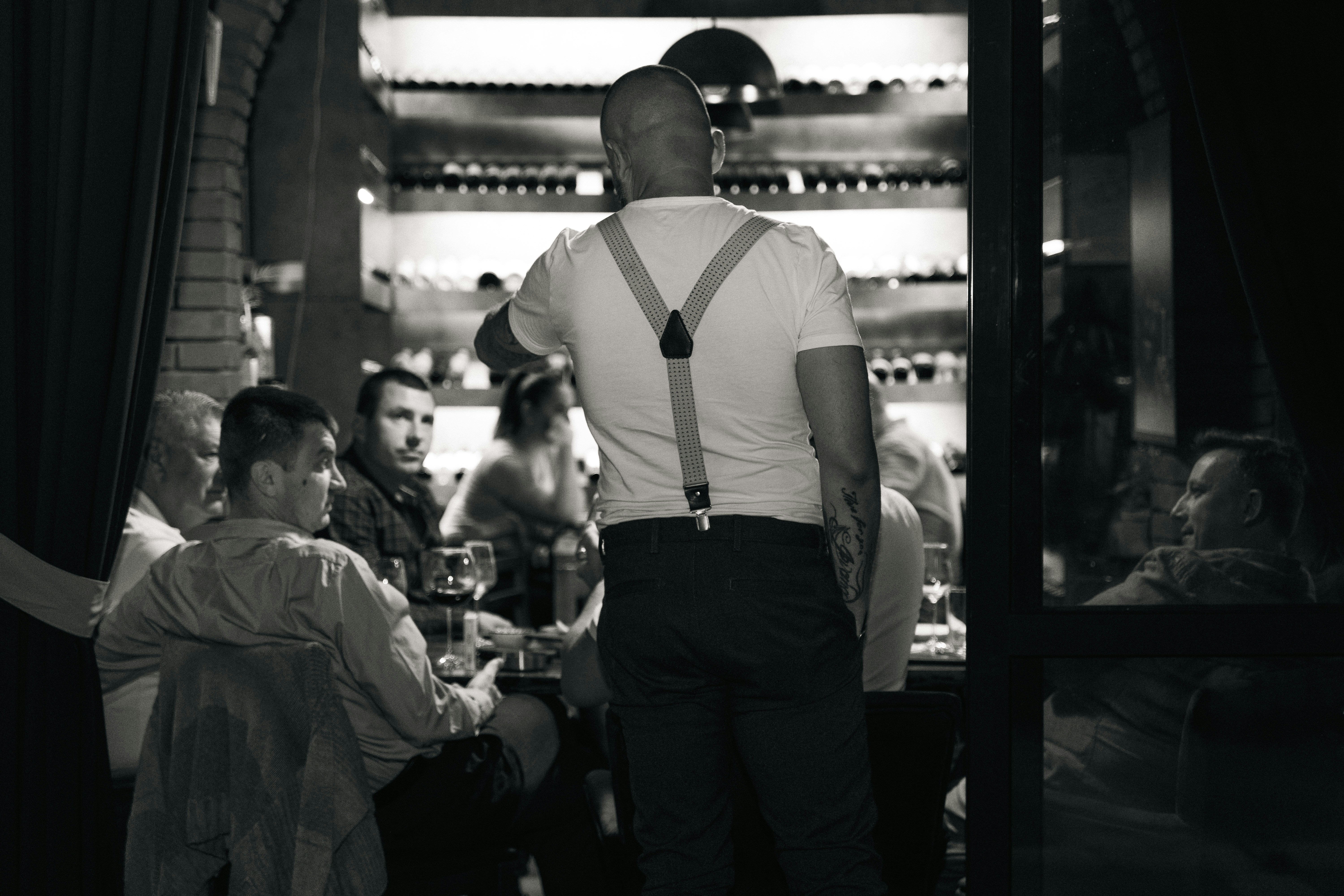 a man standing in front of a group of people