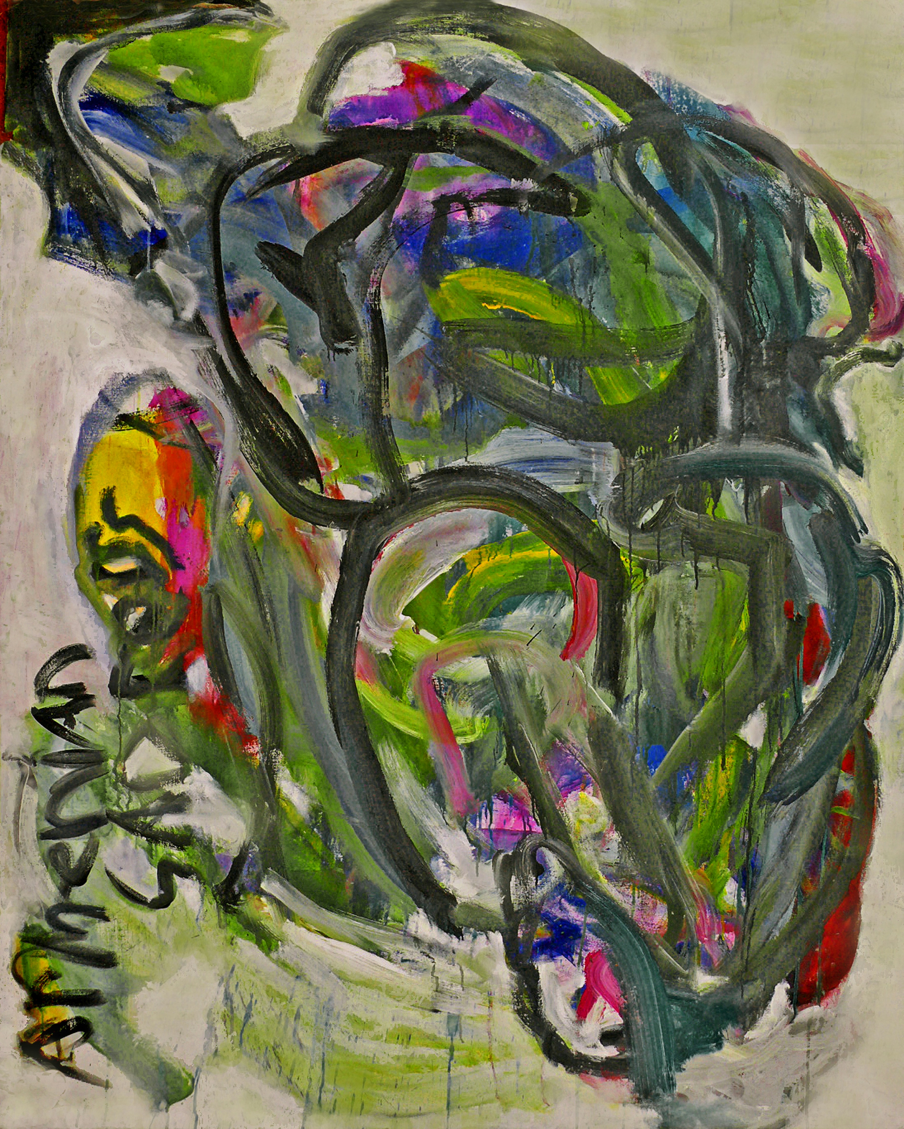 a painting with many different colors and shapes