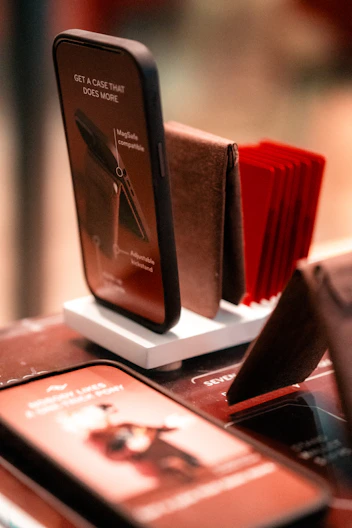 a cell phone sitting on top of a table