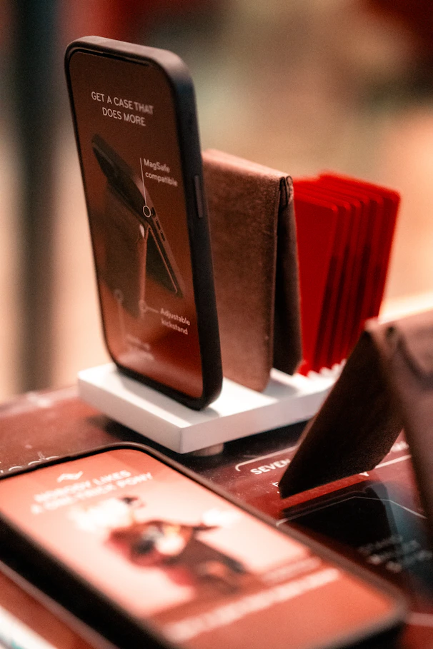 a cell phone sitting on top of a table