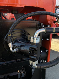 a close up of the steering wheel of a truck