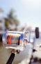 a close up of a fishing reel on a boat