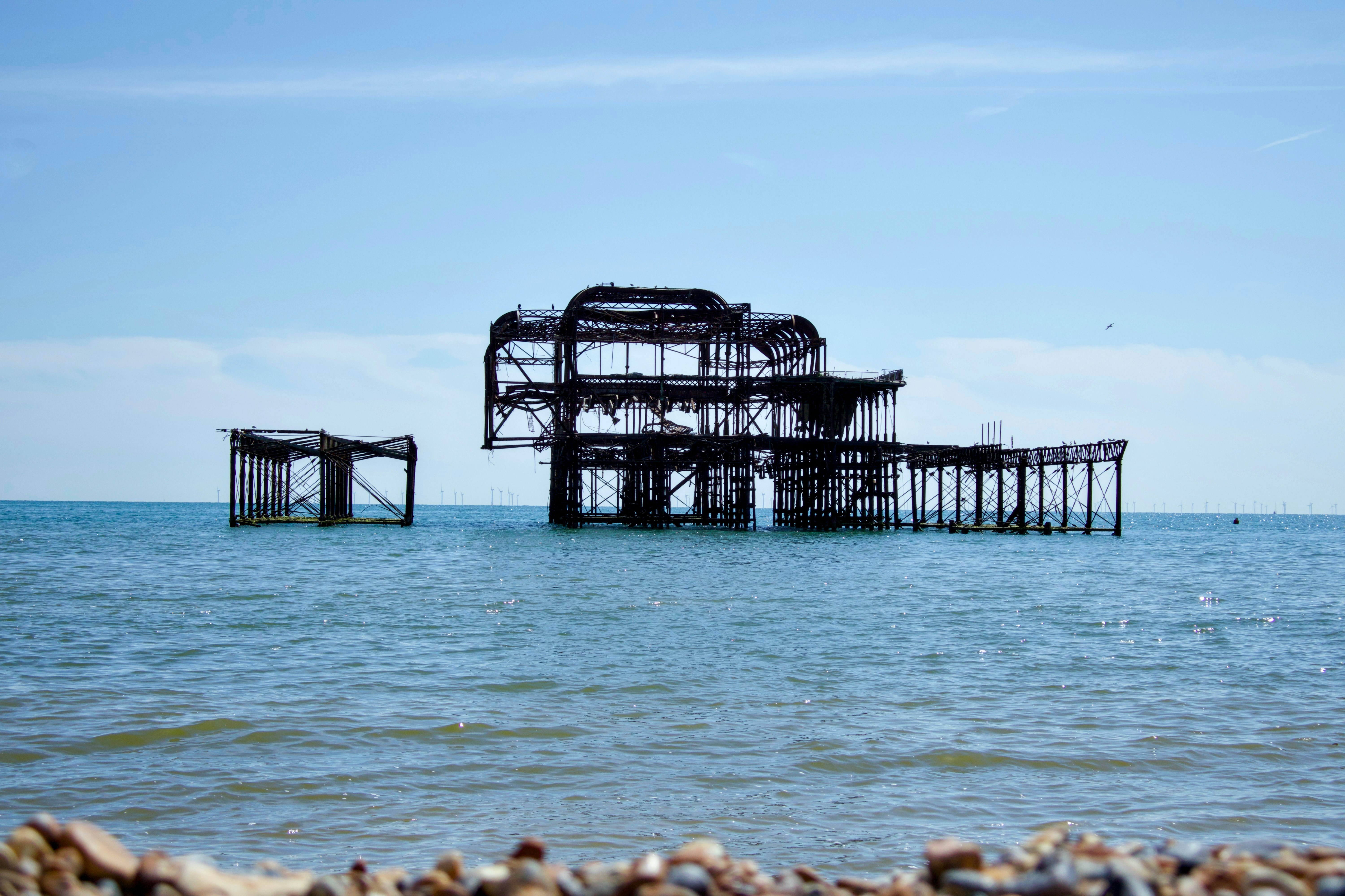 a large structure sitting in the middle of a body of water