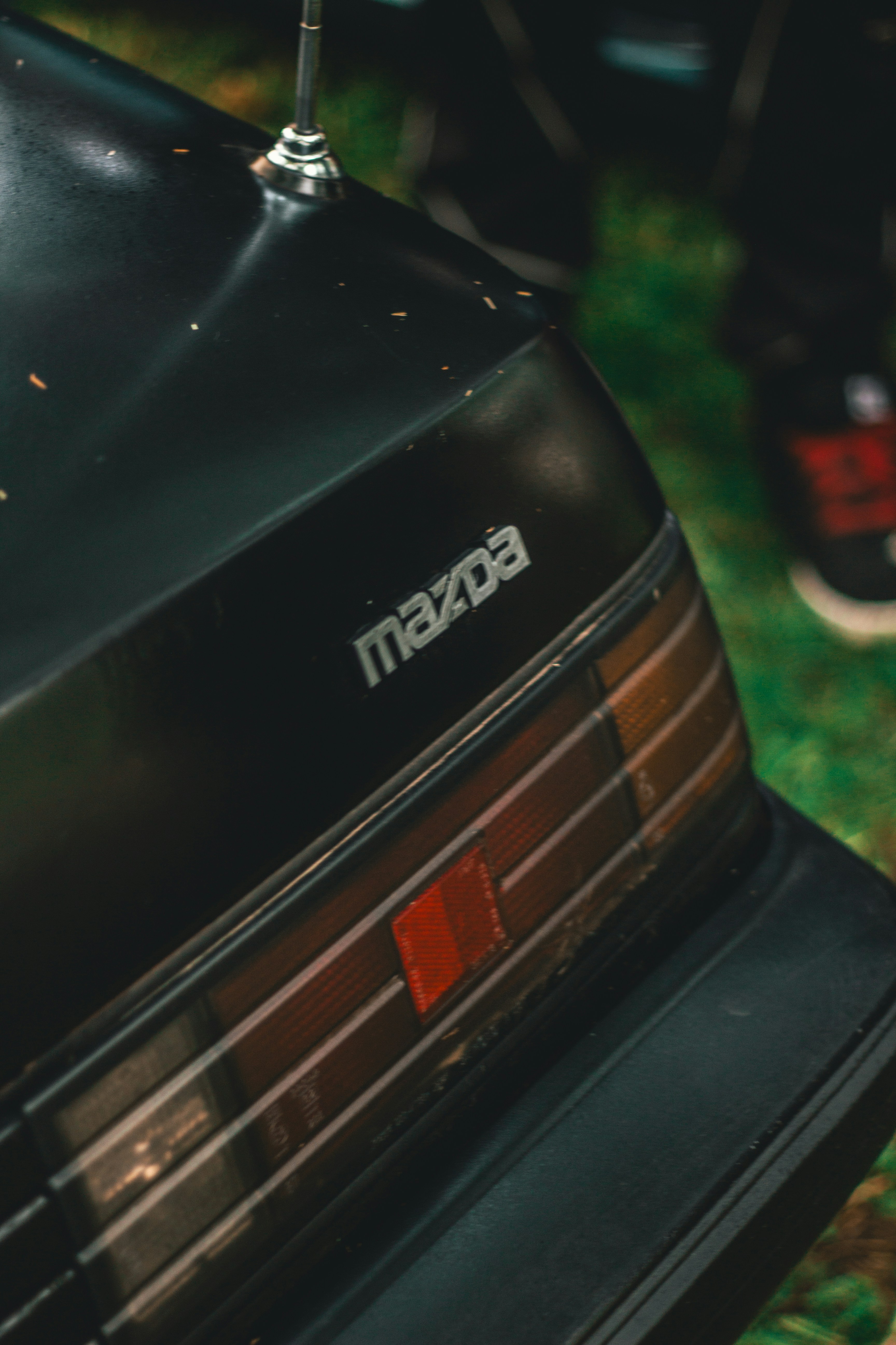 a close up of the back end of a car