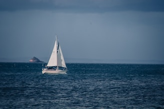 a sailboat in the middle of the ocean