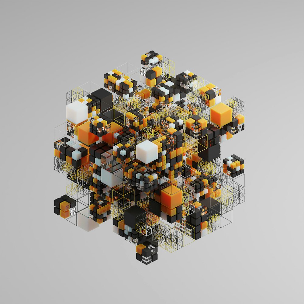 a computer generated image of a cluster of cubes