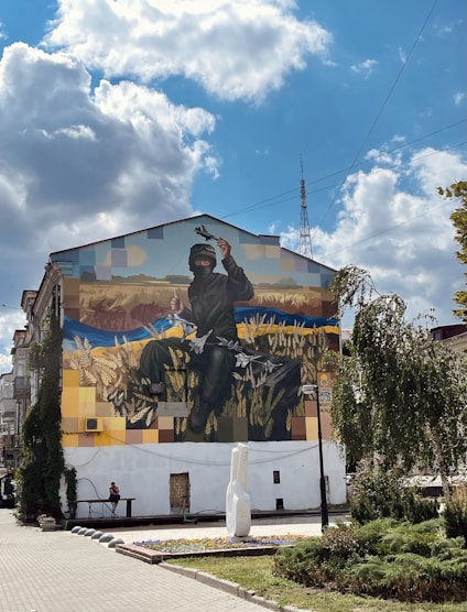 a large mural on the side of a building