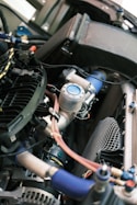 a close up view of a car engine