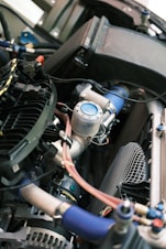a close up view of a car engine